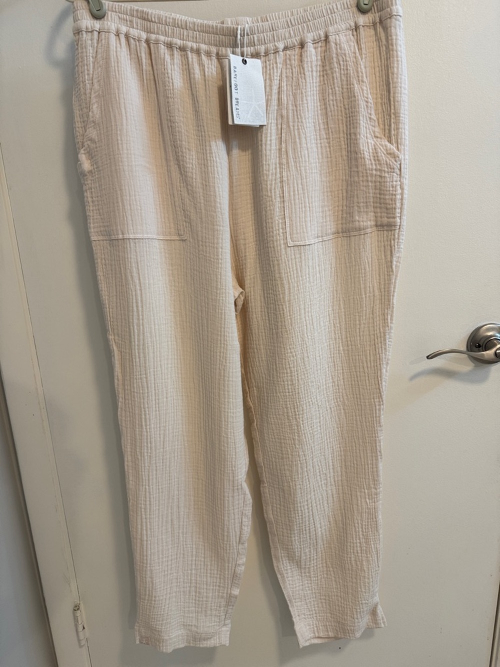 Barefoot Dreams Malibu Collection Sun Soaked  Sand Dune Gauze Crop Pant LG NWT